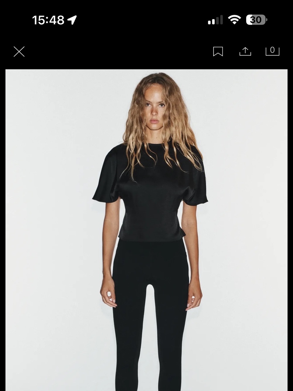Zara Black Satin Short Sleeve Tee